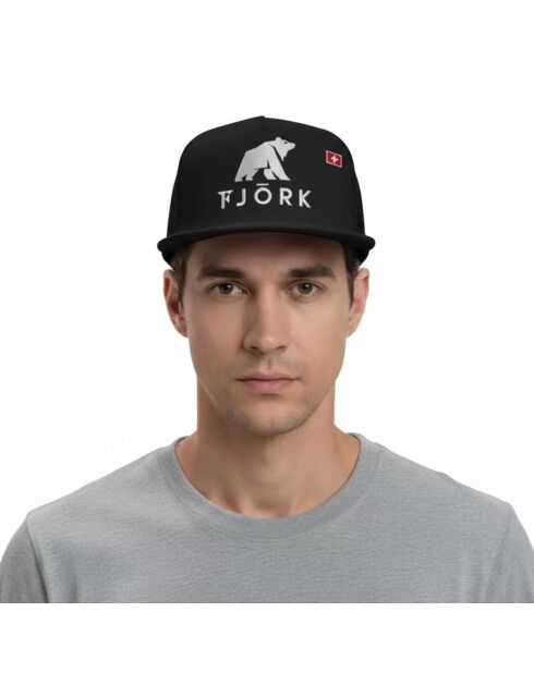 Gorra de camionero Fjork Logo, poliéster, negro/blanco