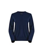 Pullover aus City-Wolle mit V-Ausschnitt marineblau