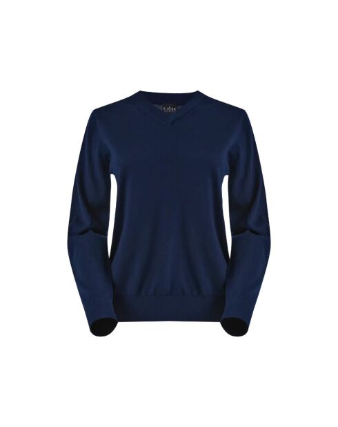 Pullover aus City-Wolle mit V-Ausschnitt marineblau