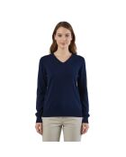 Pullover aus City-Wolle mit V-Ausschnitt marineblau
