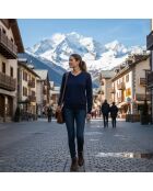 Pullover aus City-Wolle mit V-Ausschnitt marineblau