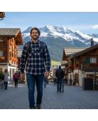 Camisa azul de lana merino Trekking