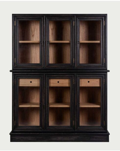 Bibliothèque noire en bois massif de Mindy Chelsea - 140 x 35 x 180 cm