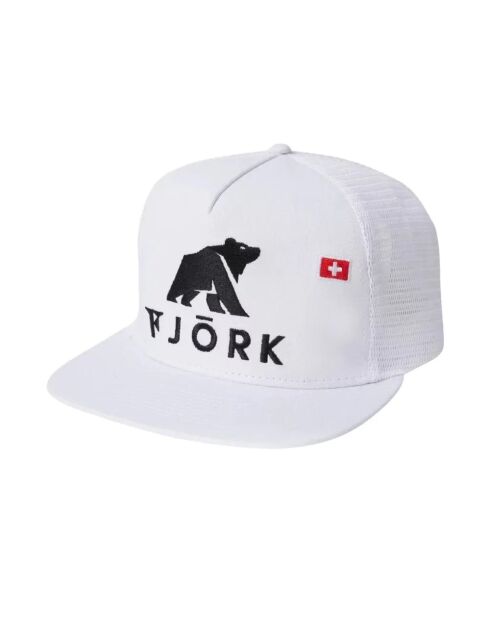 Weiß/schwarze Trucker-Kappe mit Logo