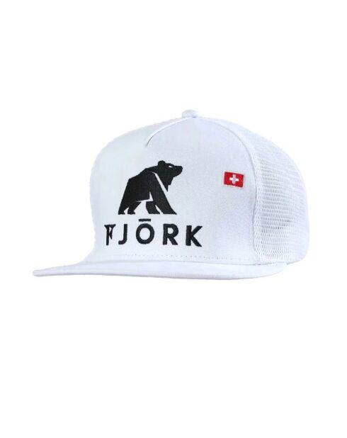 Weiß/schwarze Trucker-Kappe mit Logo