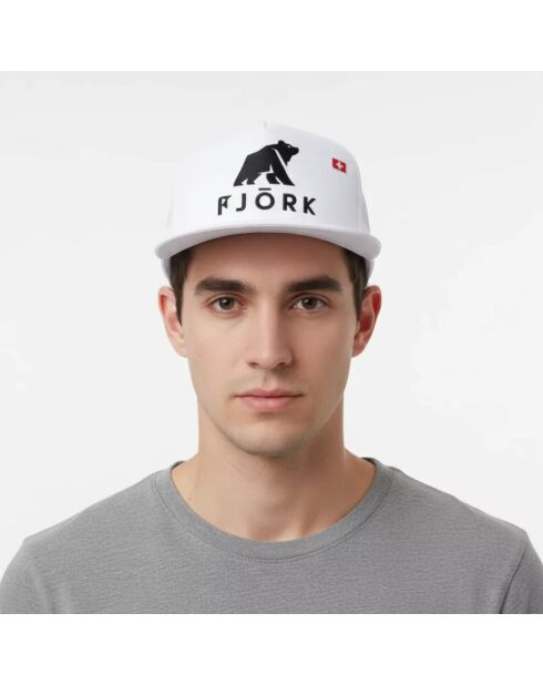 Weiß/schwarze Trucker-Kappe mit Logo