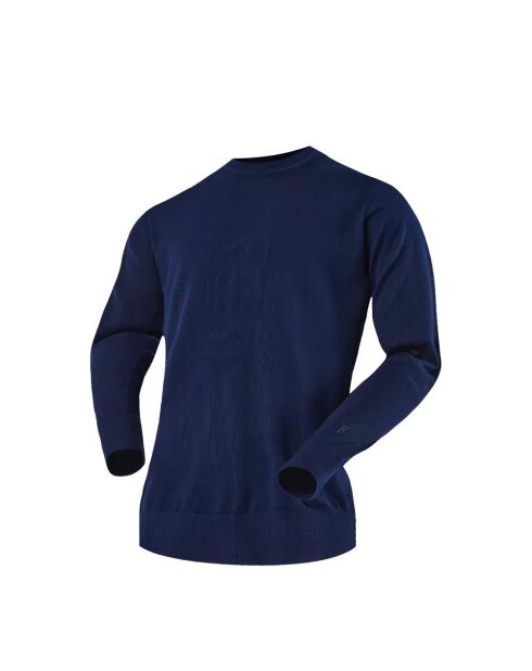 City wollen trui met ronde hals marineblauw