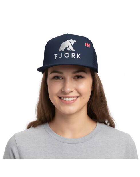 Cappello Trucker con logo blu scuro/bianco
