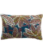 Housse de coussin Brodé en coton Ariane pétrole