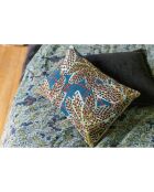 Housse de coussin Brodé en coton Ariane pétrole