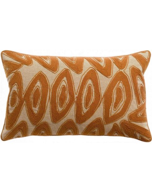 Housse de coussin brodé en coton Leya cuivre