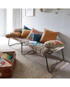 Housse de coussin uni en coton Elise ocre