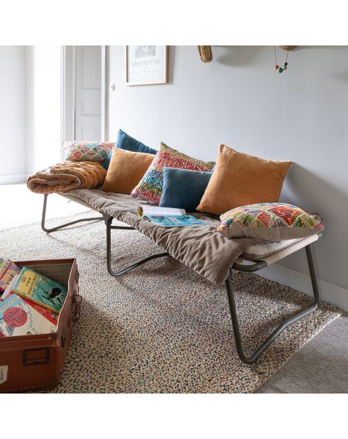 Housse de coussin uni en coton Elise ocre