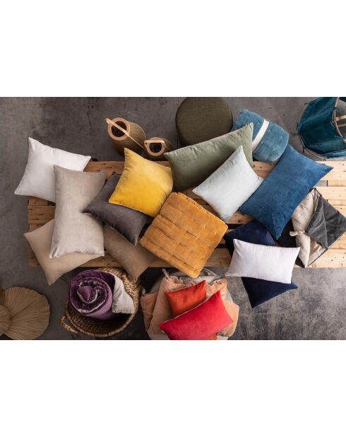 Housse de coussin uni en coton Elise ocre