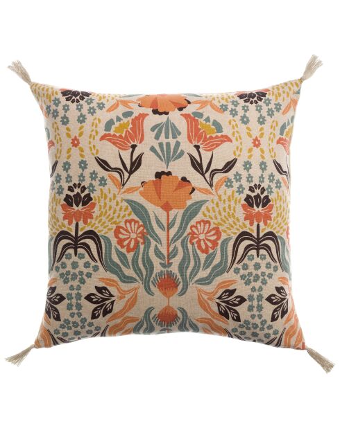 Housse de coussin imprimé en coton Youri multicolore