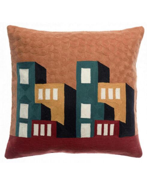 Housse de coussin Brodé en coton Suri multicolore