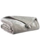 Plaid Tender pompons perle - 130x170 cm