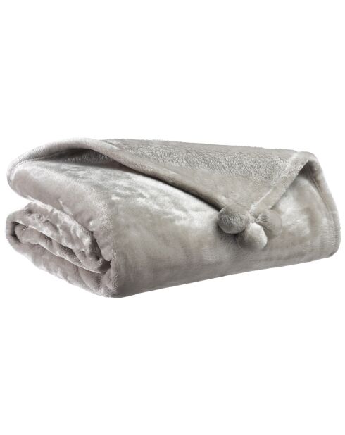 Plaid Tender pompons perle - 130x170 cm