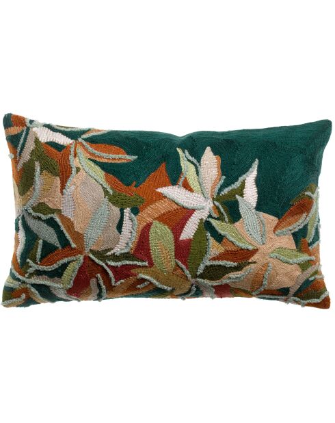Housse de coussin brodé en coton Alina pétrole