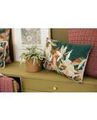 Housse de coussin brodé en coton Alina pétrole