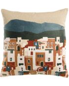 Housse de coussin brodé en coton Elie multicolore