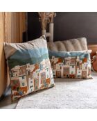 Housse de coussin brodé en coton Elie multicolore