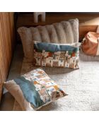 Housse de coussin brodé en coton Elie multicolore