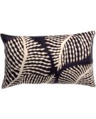 Housse de coussin brodé en coton Flora marine