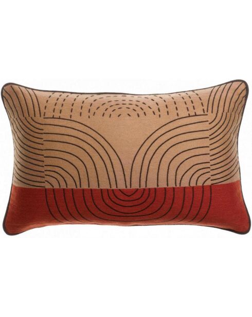 Housse de coussin brodé Etna sienne