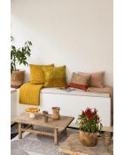 Housse de coussin brodé Etna sienne