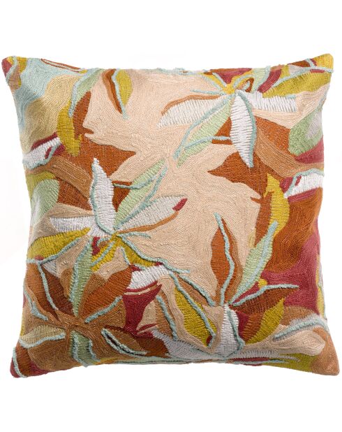 Housse de coussin brodé en coton Alina dragée