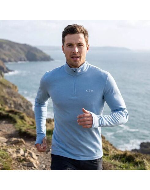 Finn Zip 210 Aletsch blaues Oberteil aus Wolle