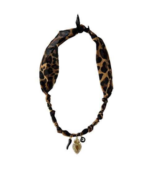 Collier en coton Spiritus Ex voto léopard