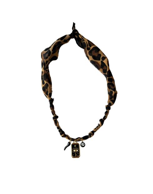 Collana Spiritus in cotone con tarocchi leopardati