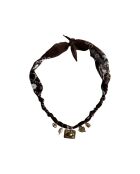 Collier en coton Christmas médaille carre chocolat