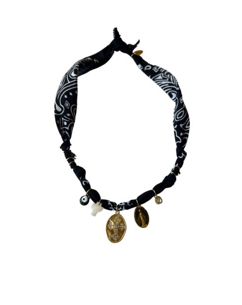 Spiritus schwarze Strass-Kreuzkette aus Baumwolle