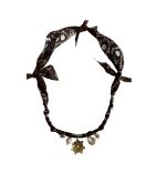 Collier en coton Christmas fleur chocolat