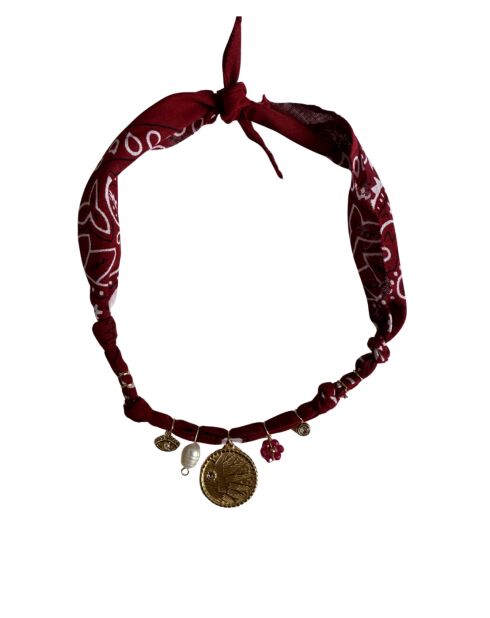 Weihnachtskette aus Baumwolle, runde Burgundermedaille