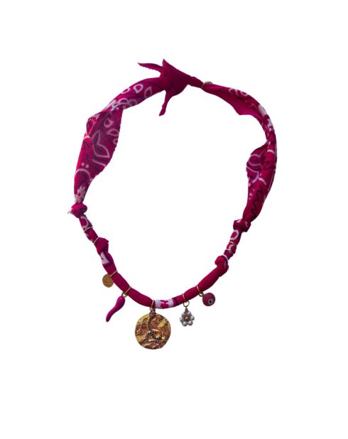 Indi fuchsia ketting van slangenkatoen