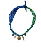 Astro katoenen halsketting blauw/groene kever medaille