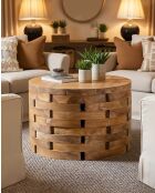 Runder Couchtisch aus massivem Teakholz von Natural Brickle, 70 x 70 x 45 cm