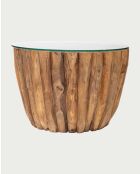 Massief houten salontafel met natuurlijk houten glazen blad - 70 x 70 x 45 cm