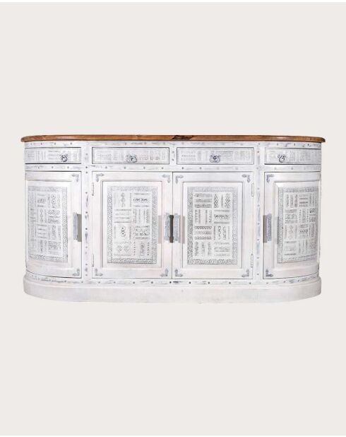 Credenza Argo in legno massello di mango bianco - 178 x 40 x 90 cm
