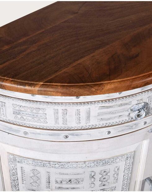 Credenza Argo in legno massello di mango bianco - 178 x 40 x 90 cm
