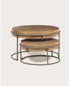 Table basse ronde gigogne en métal doré Marrakech - Grande table : 74 x 74 x 43 cm / Petite table : 58 x 58 x 29 cm