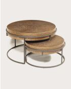 Table basse ronde gigogne en métal doré Marrakech - Grande table : 74 x 74 x 43 cm / Petite table : 58 x 58 x 29 cm