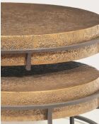 Table basse ronde gigogne en métal doré Marrakech - Grande table : 74 x 74 x 43 cm / Petite table : 58 x 58 x 29 cm