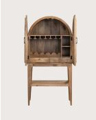 Meuble bar en bois massif de manguier avec cannage naturel Wine Cabinet - 80 x 42.5 x 163 cm