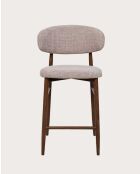Sedia da bar Kerin in tessuto taupe con gambe in metallo - 52 x 52 x 95 cm