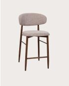 Sedia da bar Kerin in tessuto taupe con gambe in metallo - 52 x 52 x 95 cm